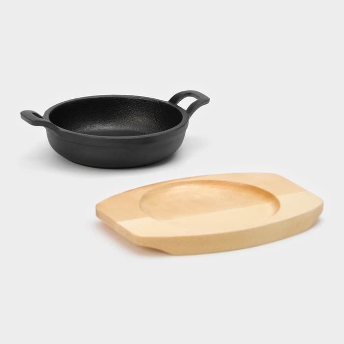 Сковорода Magma «Далат», d=12.5 см, h=3.2 см, на деревянной подставке, индукция, чугун, чёрная