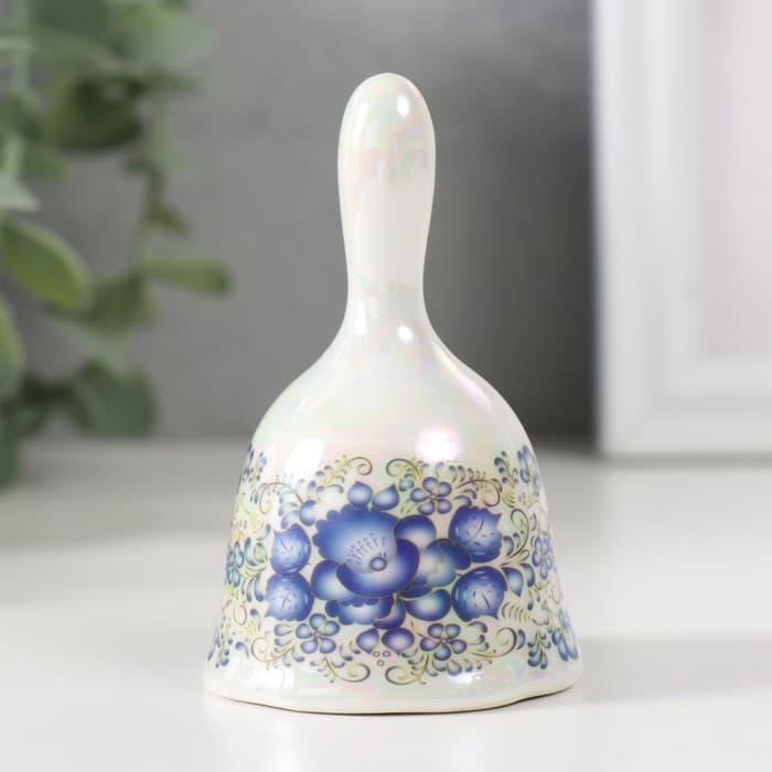 Колокольчик керамика «Синие цветы с завитками», 4.8×4.8×7.8 см