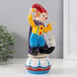 Сувенир музыкальный механический «Клоун с пёсиком, стоит на шаре», керамика, 9×10×20.7 см