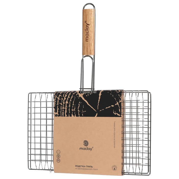 Решётка - гриль универсальная maclay, 21×34 см, хромированная сталь, для мангала