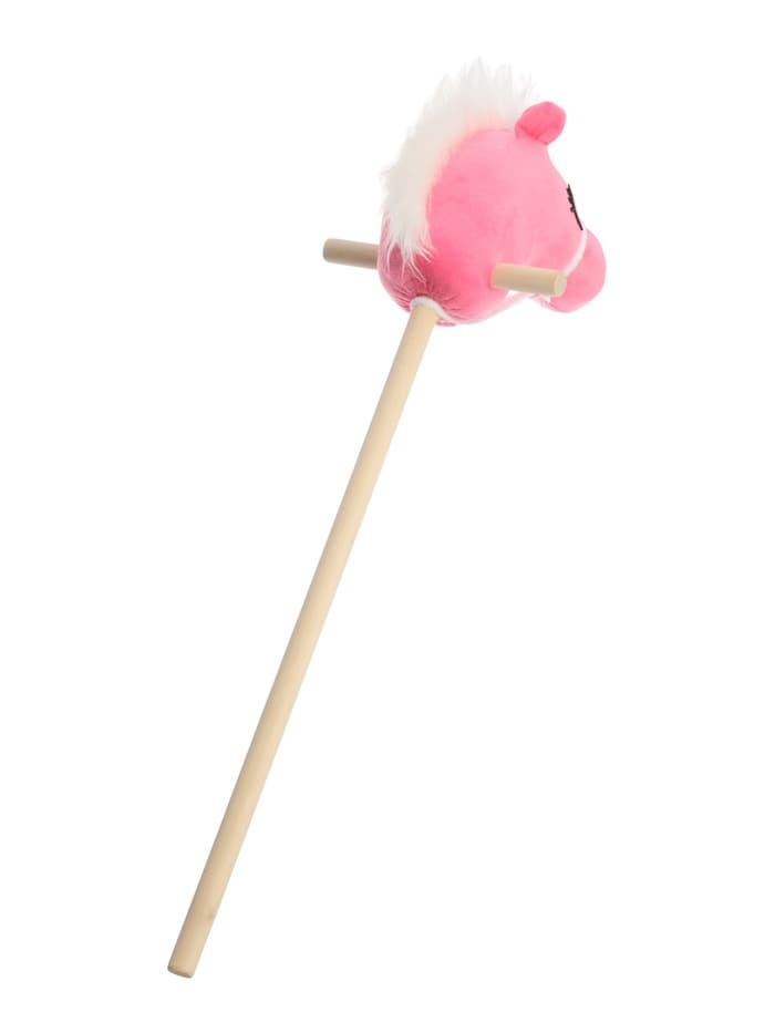 Мягкая игрушка ZABIAKA «Конь-скакун», на палке, розовая