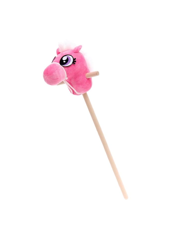 Мягкая игрушка ZABIAKA «Конь-скакун», на палке, розовая