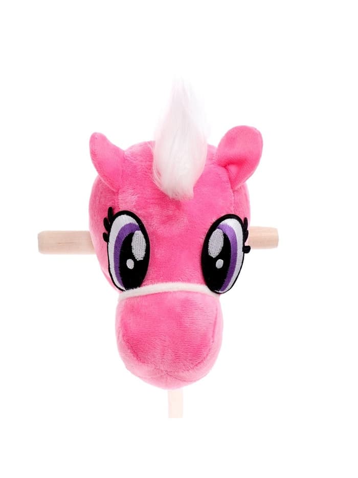 Мягкая игрушка ZABIAKA «Конь-скакун», на палке, розовая