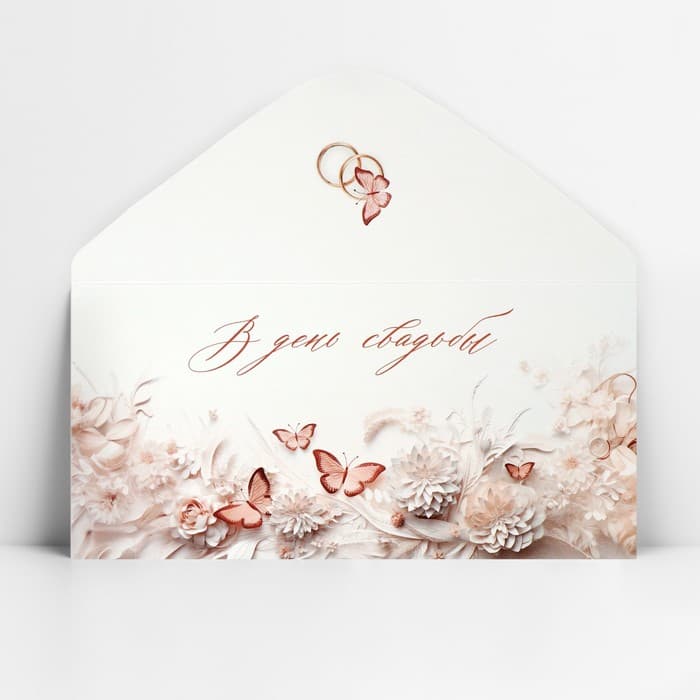 Конверт для денег «В день свадьбы», 16.5×8 см