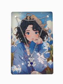 Кулон «Мишка», с сердечком, бело-синий в серебре, 40 см