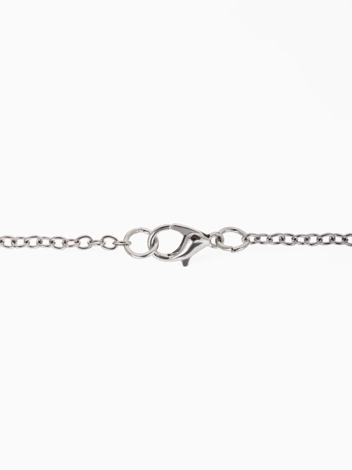 Кулон «Мишка», с сердечком, бело-синий в серебре, 40 см