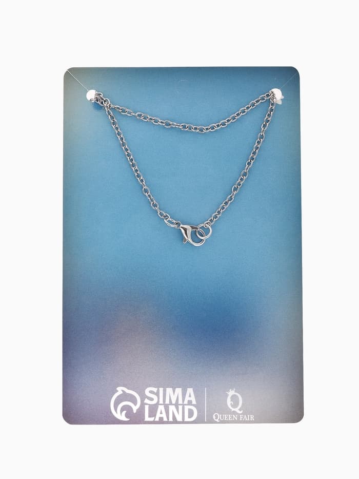 Кулон «Мишка», с сердечком, бело-синий в серебре, 40 см