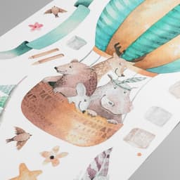 Наклейка интерьерная цветная «Звери на воздушном шаре», пластик, 30×90 см