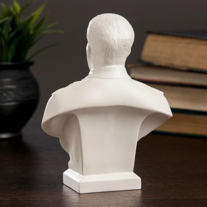 Бюст «Сталин белый», фигурка гипс, 7×12×16 см