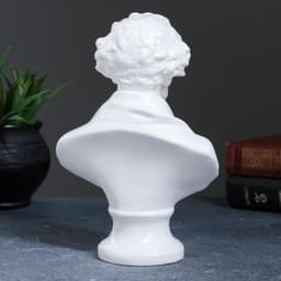 Бюст «Пушкин», фигурка гипс, большой белый, 15×21×9 см