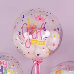 Воздушный шар полимерный с клапаном 18" Deco Bubble, «Это девочка», прозрачный, кристалл, 1 шт. в уп.