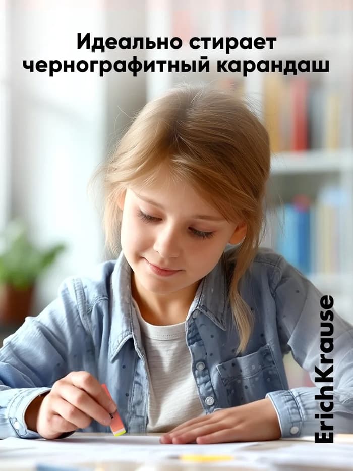 Ластик ErichKrause Drive (New), 57×15×13 мм, мягкий, гипоаллергенный, микс