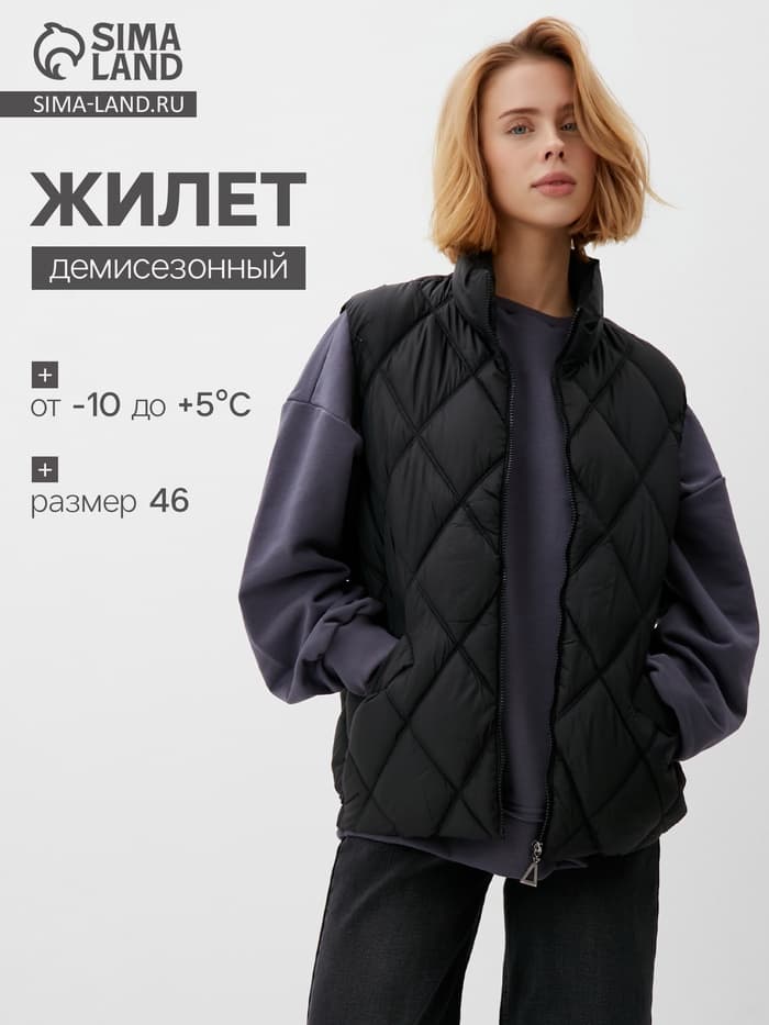 Жилет женский демисезонный на молнии Collorista, чёрный, размер 46