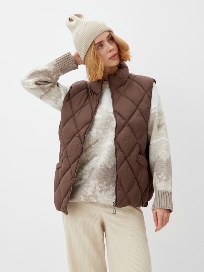 Жилет женский демисезонный на молнии Collorista, кофейный, размер 42