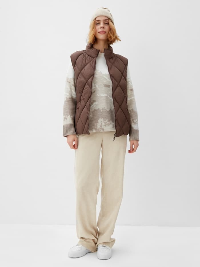 Жилет женский демисезонный на молнии Collorista, кофейный, размер 42