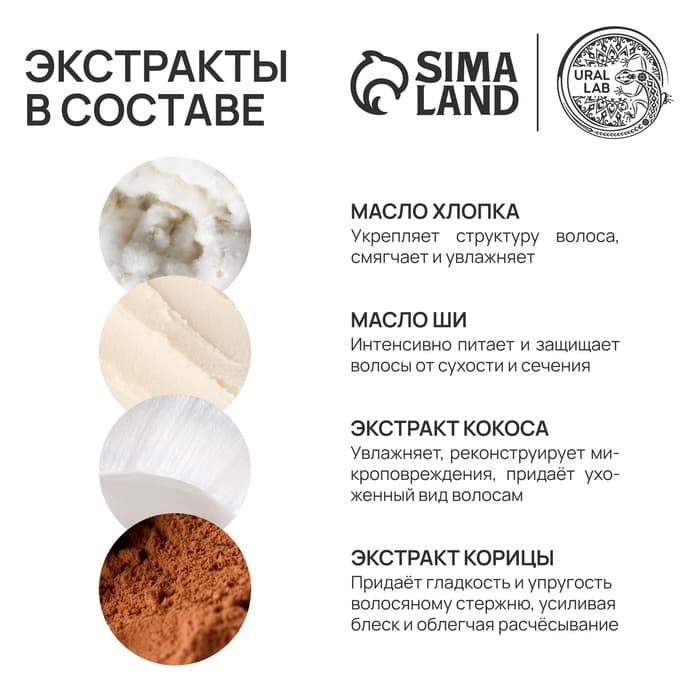 Бальзам для волос, комплекс масел и экстрактов, укрепление и восстановление, 470 мл, URAL LAB
