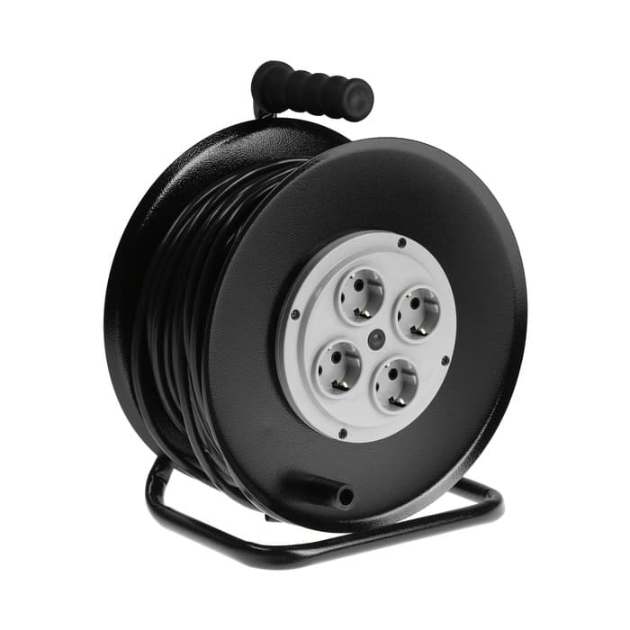 Удлинитель на катушке 50 м, 16 А, 250 В, IP20, ПВС 3×2.5, каркас металл