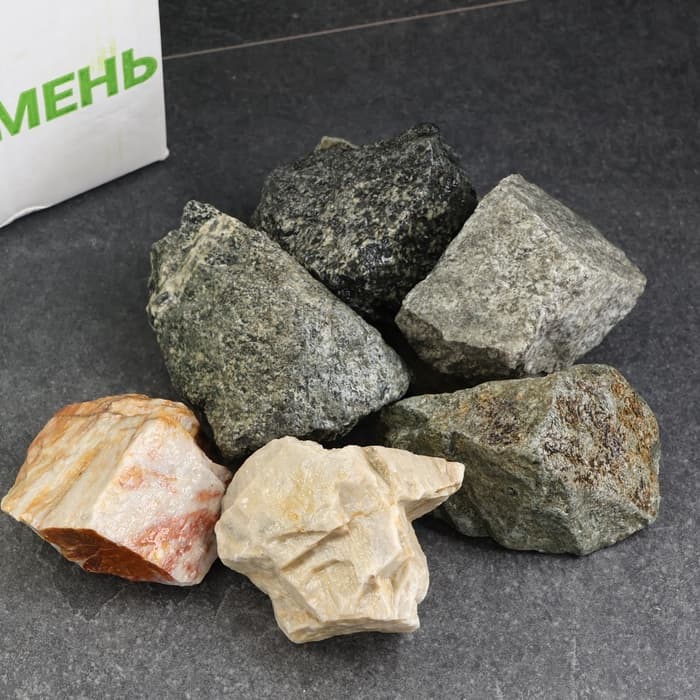 Камни для бани «Микс», дунит, кварцит, талькохлорит, 30 кг, колотые, фракция 7-15 см