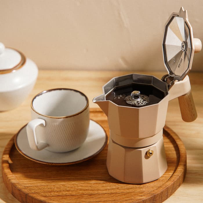 Кофеварка гейзерная SL Home «Ферамо», 150 мл, 11×15.5×12 см, алюминий, бежевая
