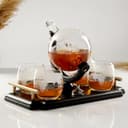 Мини-Бар «Карта мира», на подносе, на 4 персоны, штоф 930 мл, стаканы 300 мл, 19×34×23 см, стекло, дерево