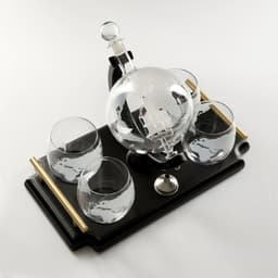 Мини-Бар «Карта мира», на подносе, на 4 персоны, штоф 930 мл, стаканы 300 мл, 19×34×23 см, стекло, дерево