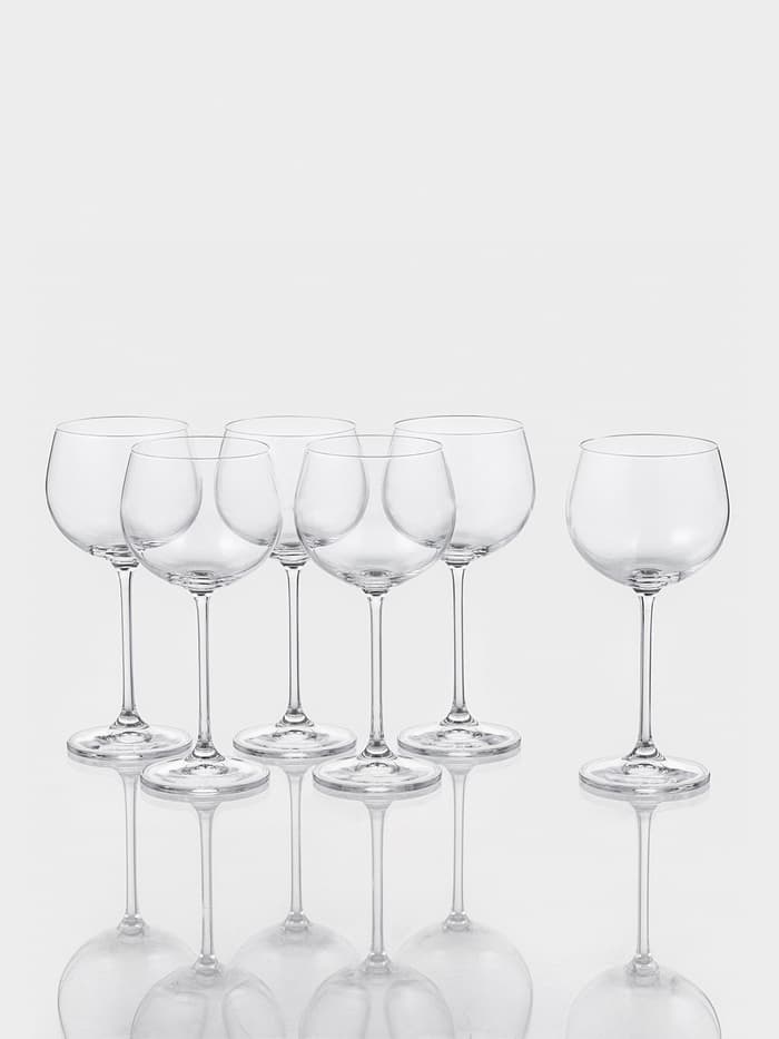 Бокалы для вина «Пион», 190 мл, набор 6 шт., стекло, прозрачные