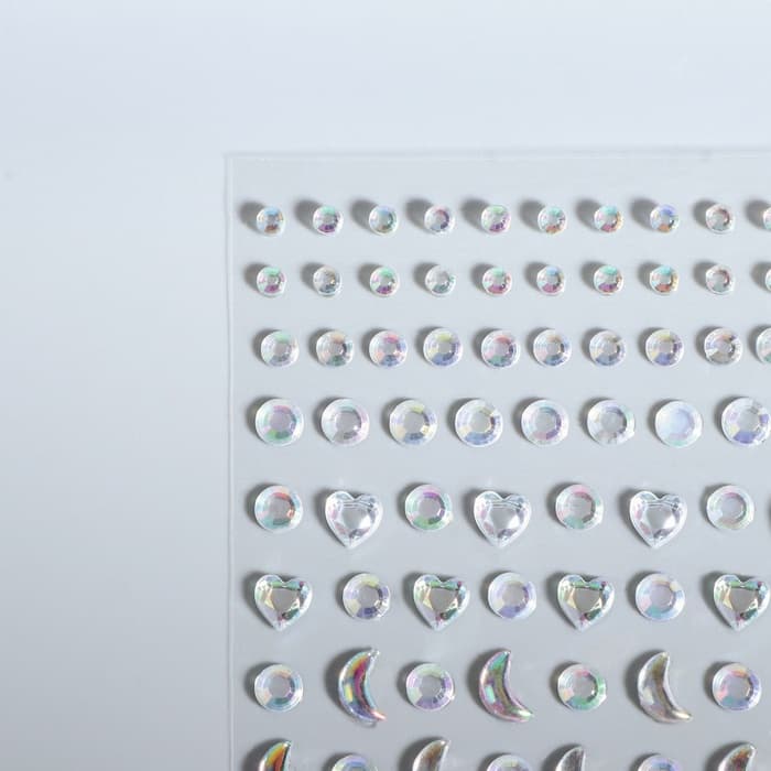 Стразы самоклеящиеся для декора, фигурные, с голографией, 128 шт., цвет серебряный