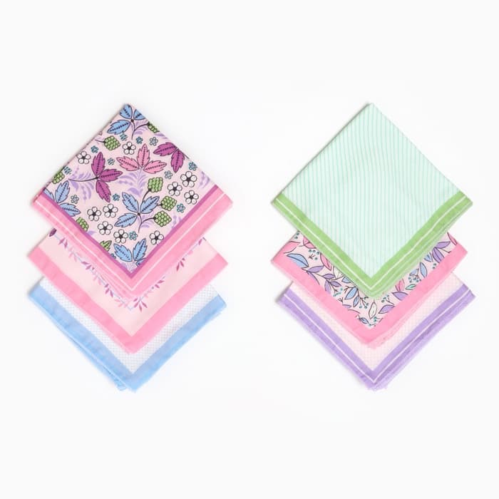 Платки носовые женские «Этель. Лето», 30×30 см, набор 12 шт., 100% хлопок, рисунок МИКС
