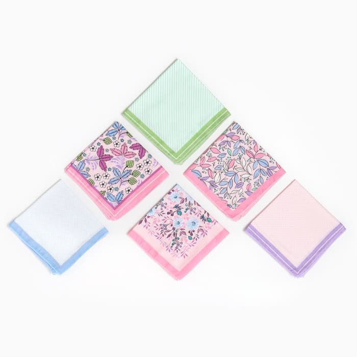 Платки носовые женские «Этель. Лето», 30×30 см, набор 12 шт., 100% хлопок, рисунок МИКС