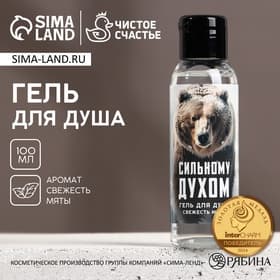 Гель для душа мужской «Сильному духом», 100 мл, аромат свежей мяты, Чистое счастье