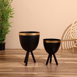 Кашпо на подставке «Блэки», набор 2 шт., d=28 см, d=23 см, металл