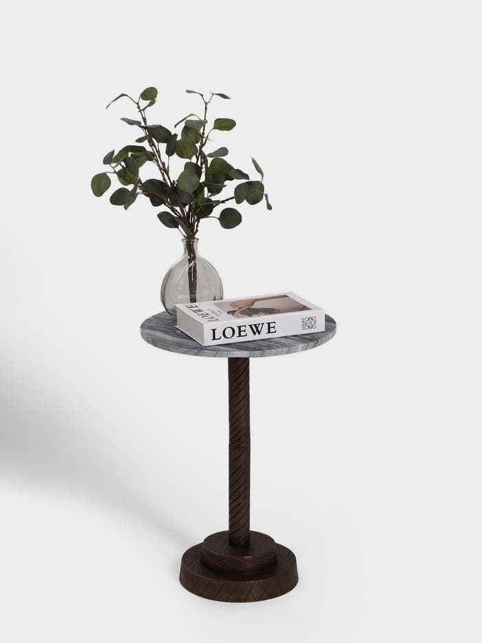 Стол кофейный, 41×41×55 см, алюминий, мрамор