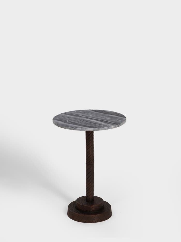 Стол кофейный, 41×41×55 см, алюминий, мрамор