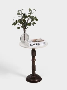 Стол кофейный, 41×41×56 см, алюминий/мрамор