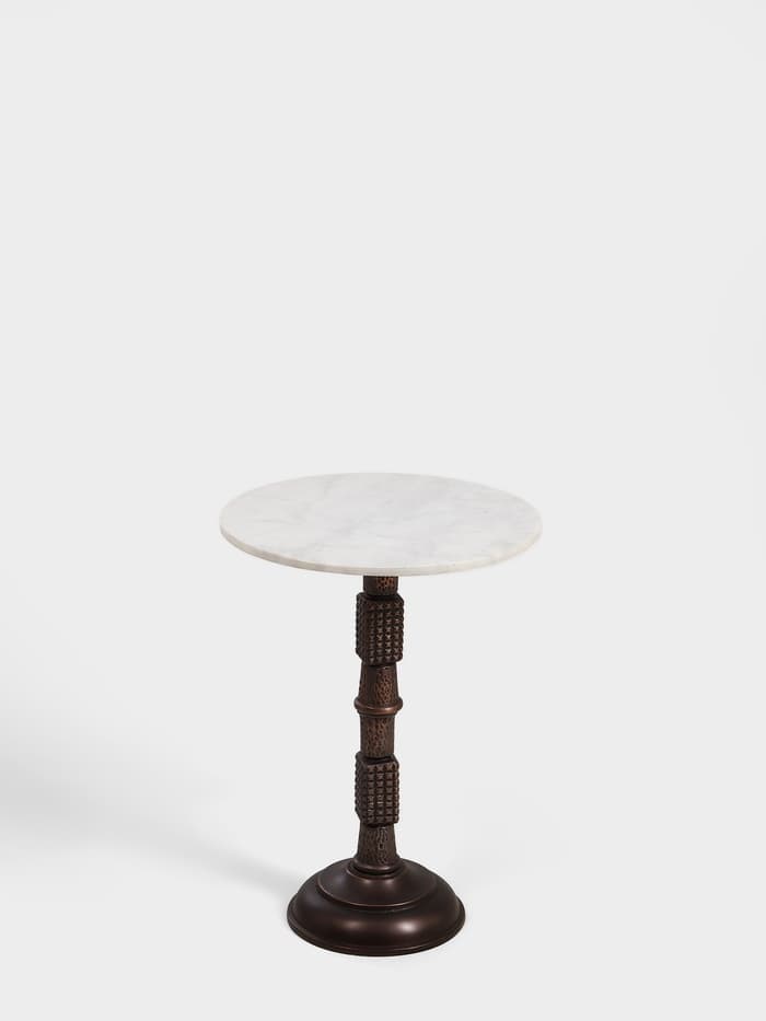 Стол кофейный, 41×41×56 см, алюминий/мрамор