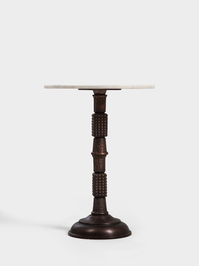 Стол кофейный, 41×41×56 см, алюминий/мрамор