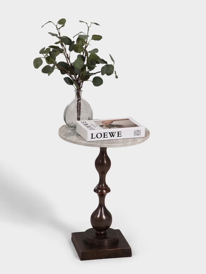 Стол кофейный, 41×41×56 см, алюминий, мрамор