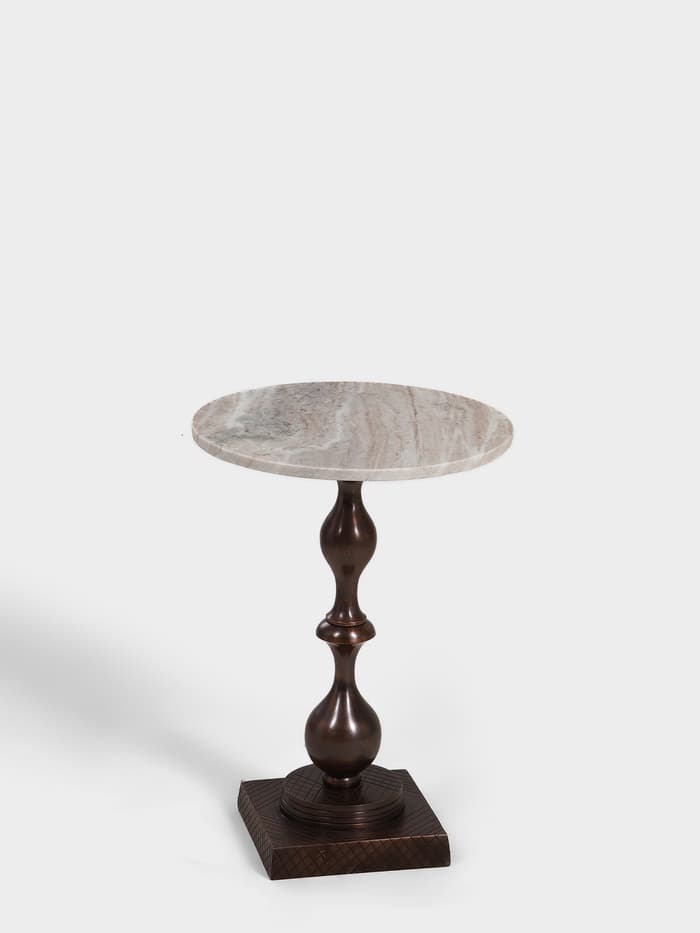 Стол кофейный, 41×41×56 см, алюминий, мрамор