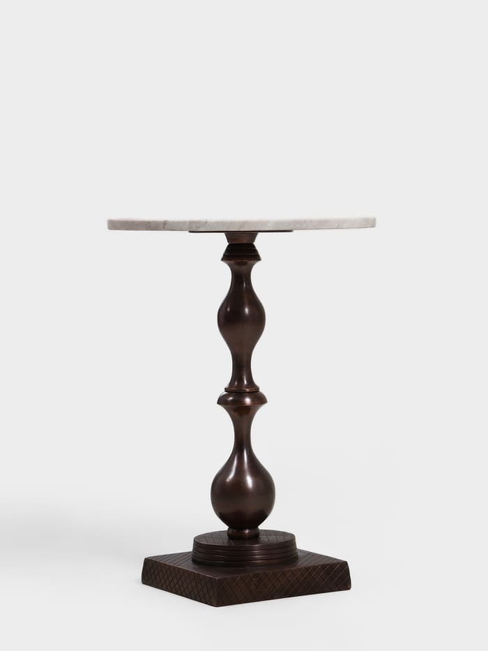 Стол кофейный, 41×41×56 см, алюминий, мрамор