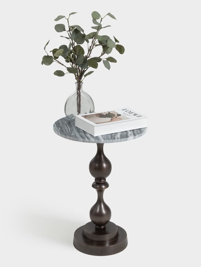 Стол кофейный, 41×41×57 см, алюминий, мрамор