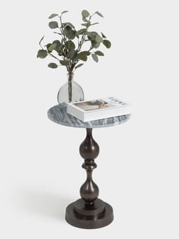 Стол кофейный, 41×41×57 см, алюминий, мрамор