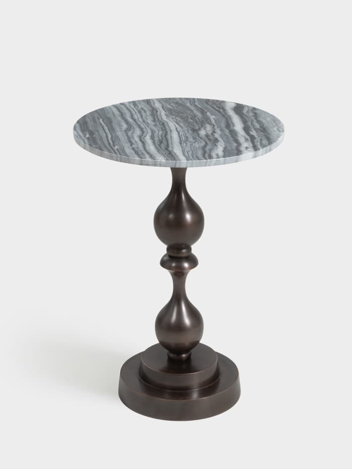 Стол кофейный, 41×41×57 см, алюминий, мрамор