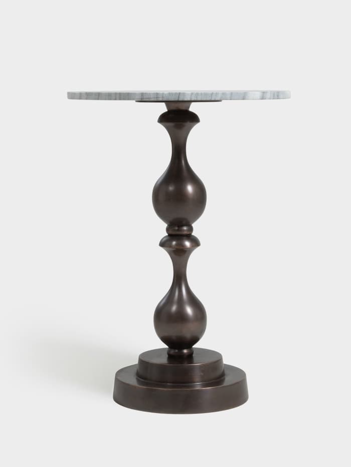 Стол кофейный, 41×41×57 см, алюминий, мрамор