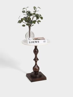 Стол кофейный, 41×41×57 см, алюминий, мрамор