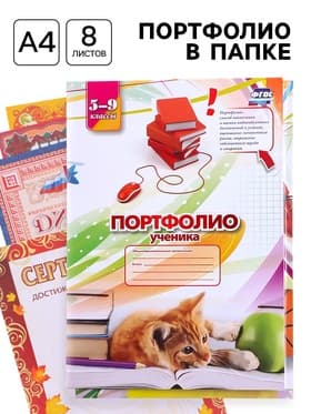 Портфолио в папке, ученика 5 - 9 класса, 8 грамот, А4