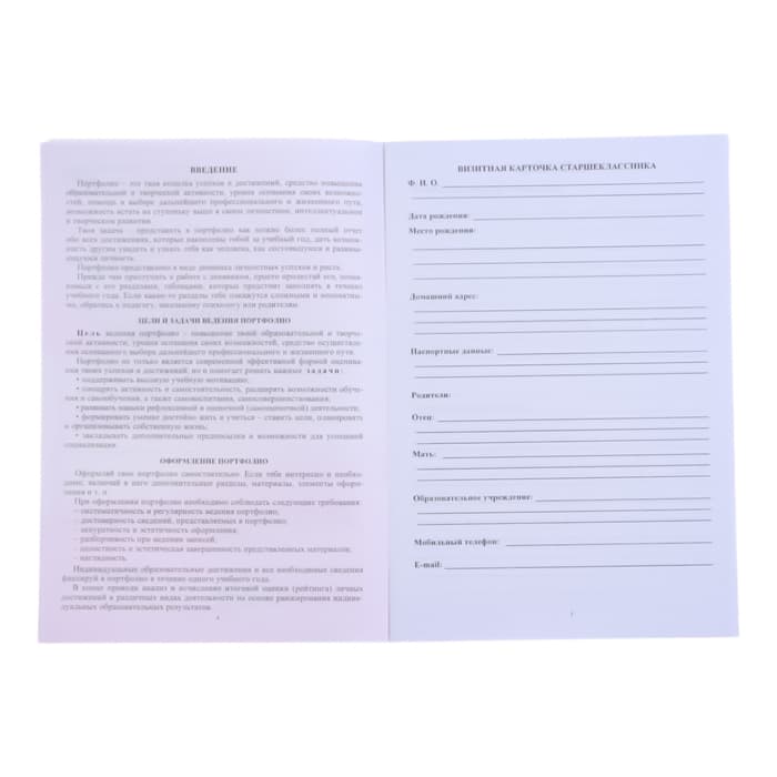 Портфолио в папке, 8 грамот, А4 «Старшеклассник»