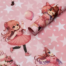 Бумага упаковочная двухсторонняя «Девочка и торт», глянец 100×70 см