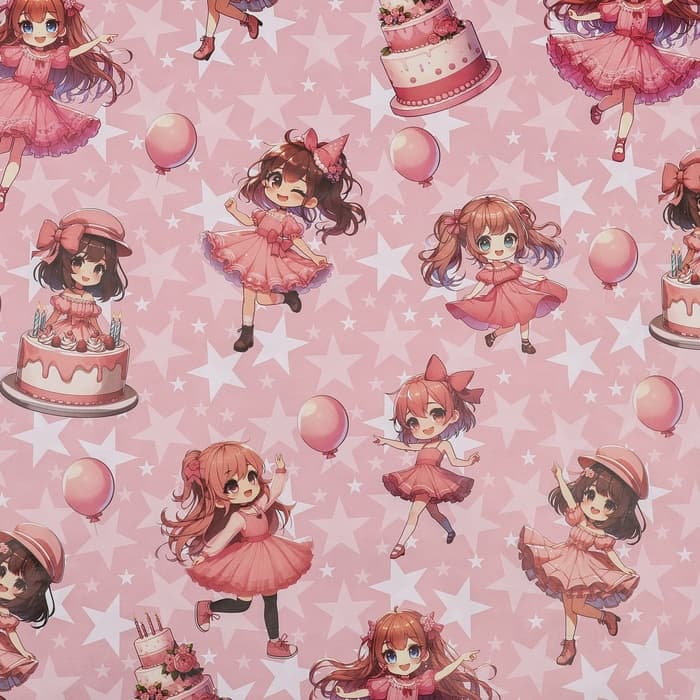 Бумага упаковочная двухсторонняя «Девочка и торт», глянец 100×70 см