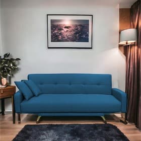 Диван прямой «Манго 3», спальное место 1100×1920 мм, обивка ткань, цвет савана деним