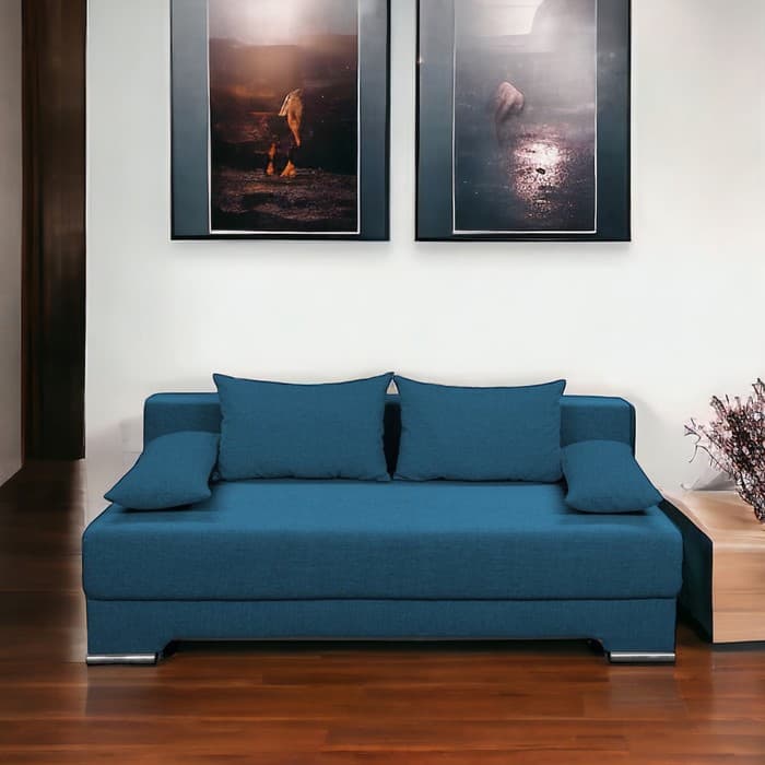 Диван прямой «Киви», спальное место 1400×1900 мм, обивка ткань, цвет савана деним